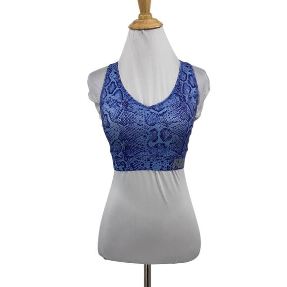 Puma Sports Bra Womens S Small Padded Racerback Stretch Snake Skin Print Yoga - Picture 1 of 10